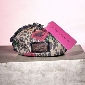 Betsey Johnson Leopard and Rose Print Cosmetic Bag